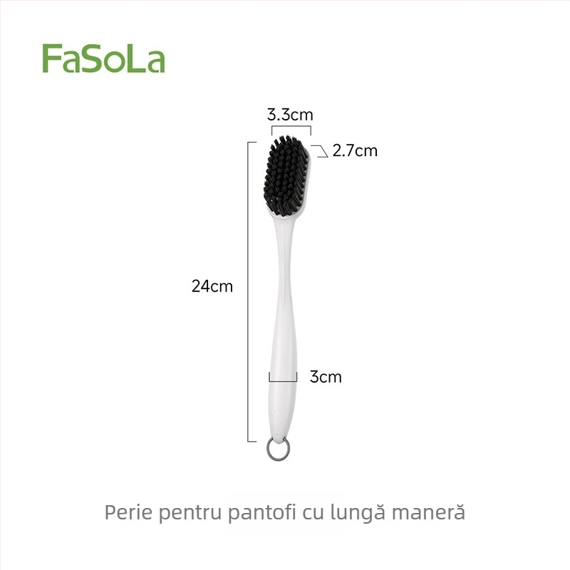 FaSoLa Perie pentru pantofi cu mâner lung, peri moi care nu deteriorează pantofii; perie de curățare anti-murdărire; materiale: HIPS, PP, PVC