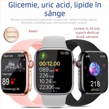 Ceas inteligent cu monitorizare glicemie, tensiune arterială, acid uric și ritm cardiac, plăți NFC