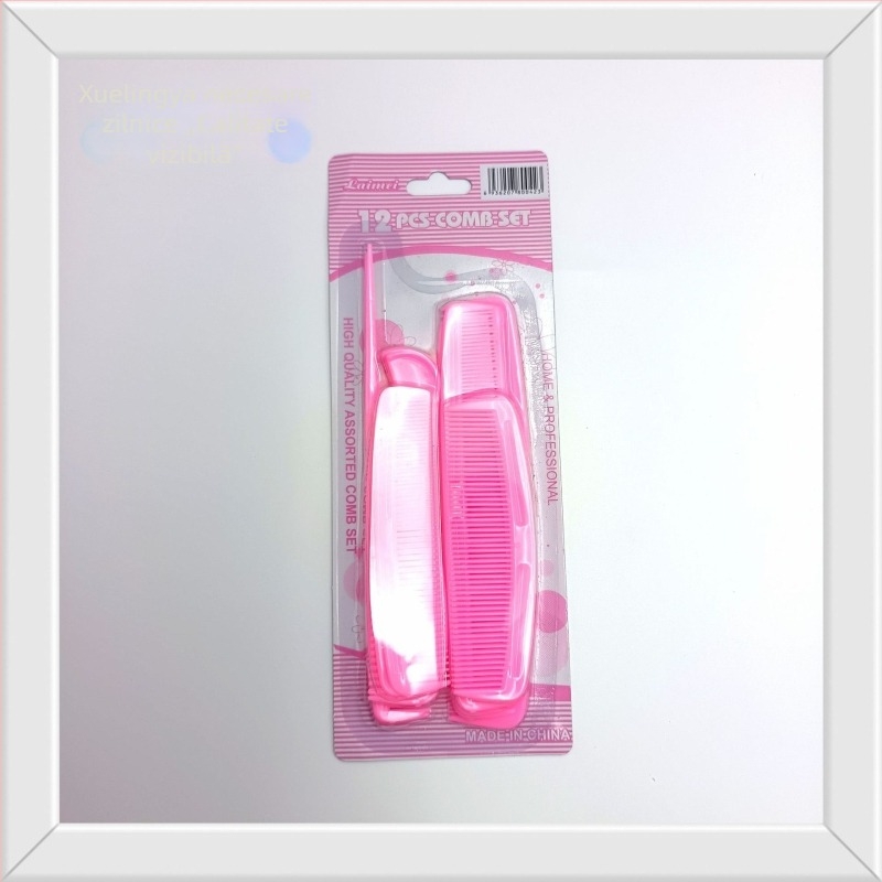 Set de 12 piepteni din plastic pentru păr, vârfuri ascuțite, stilizare multiplă