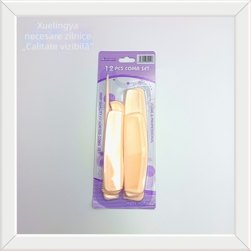 Set de 12 piepteni din plastic pentru păr, vârfuri ascuțite, stilizare multiplă