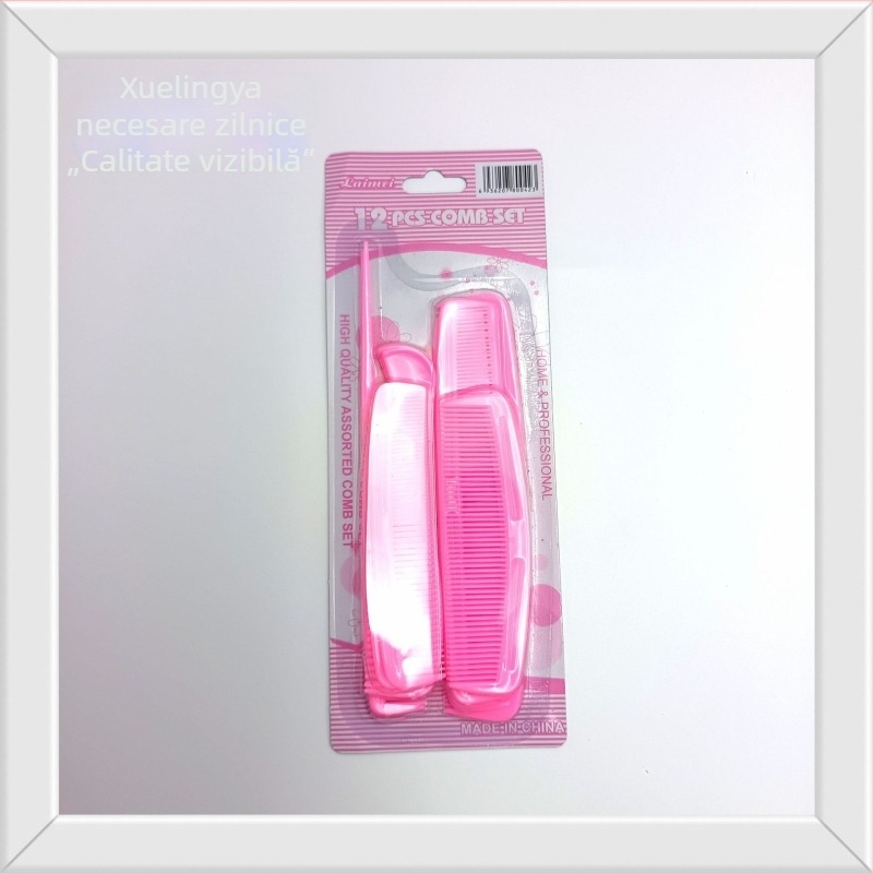 Set de 12 piepteni din plastic pentru păr, vârfuri ascuțite, stilizare multiplă