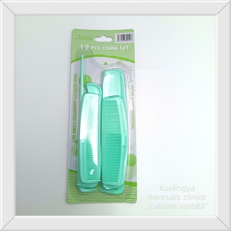 Set de 12 piepteni din plastic pentru păr, vârfuri ascuțite, stilizare multiplă