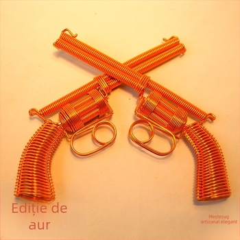 Cutie muzicală, stil revolver, țesut din fir de aluminiu, realizat manual, plastic/rășină