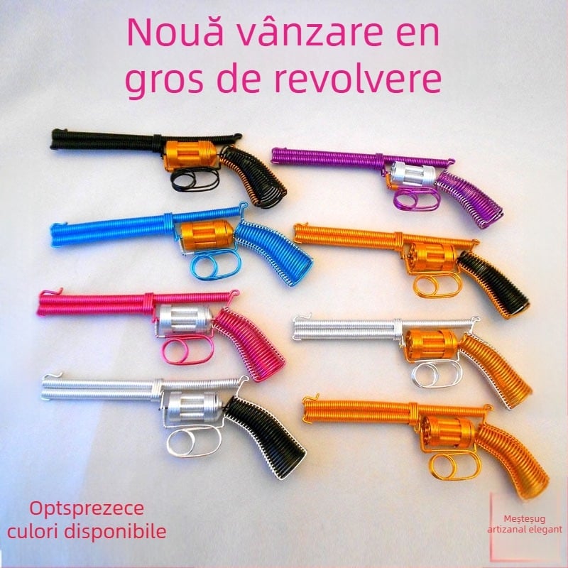 Cutie muzicală, stil revolver, țesut din fir de aluminiu, realizat manual, plastic/rășină
