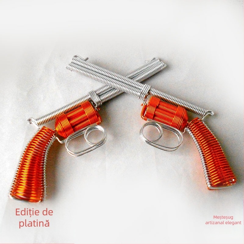 Cutie muzicală, stil revolver, țesut din fir de aluminiu, realizat manual, plastic/rășină