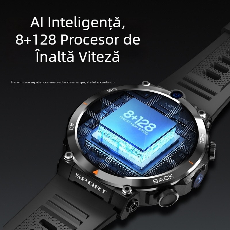 Ceas inteligent H10 4G Android cu SIM, NFC, GPS, monitorizare ritm cardiac și apeluri video