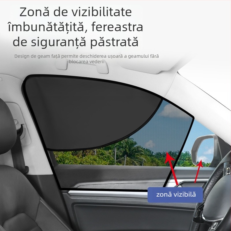 Cortină de protecție solară auto cu plasă laterală dublă, atașare magnetică, izolație termică și protecție împotriva luminii pentru ferestrele mașinii