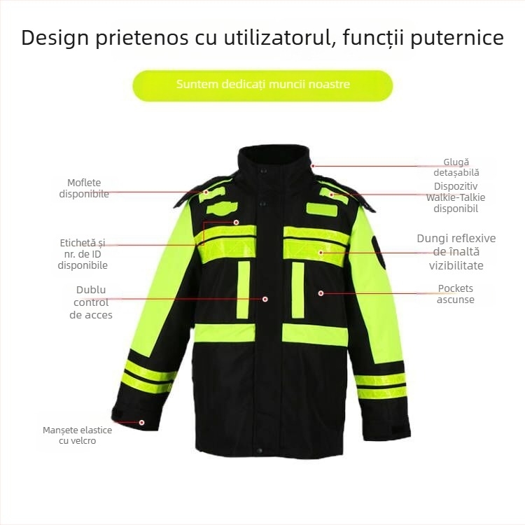 Poncho impermeabil cu căptușeală groasă din bumbac, detalii reflectorizante, căptușală detașabilă din bumbac (țesătură Oxford)