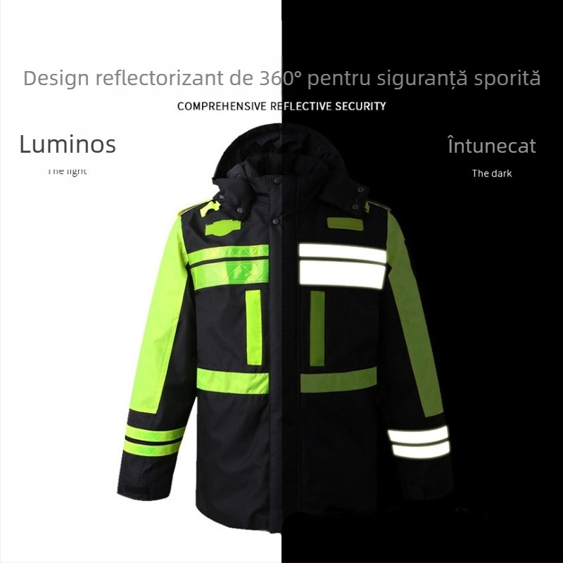 Poncho impermeabil cu căptușeală groasă din bumbac, detalii reflectorizante, căptușală detașabilă din bumbac (țesătură Oxford)