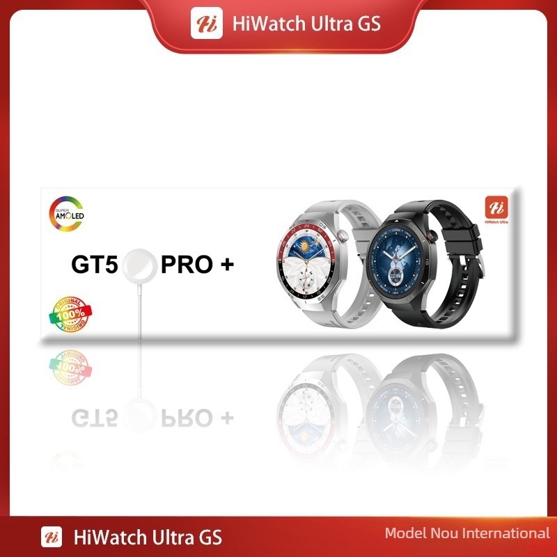 Smartwatch GT5 Pro+ cu monitorizarea ritmului cardiac, pedometru, apeluri Bluetooth, încărcare magnetică, rezistență la apă zilnică