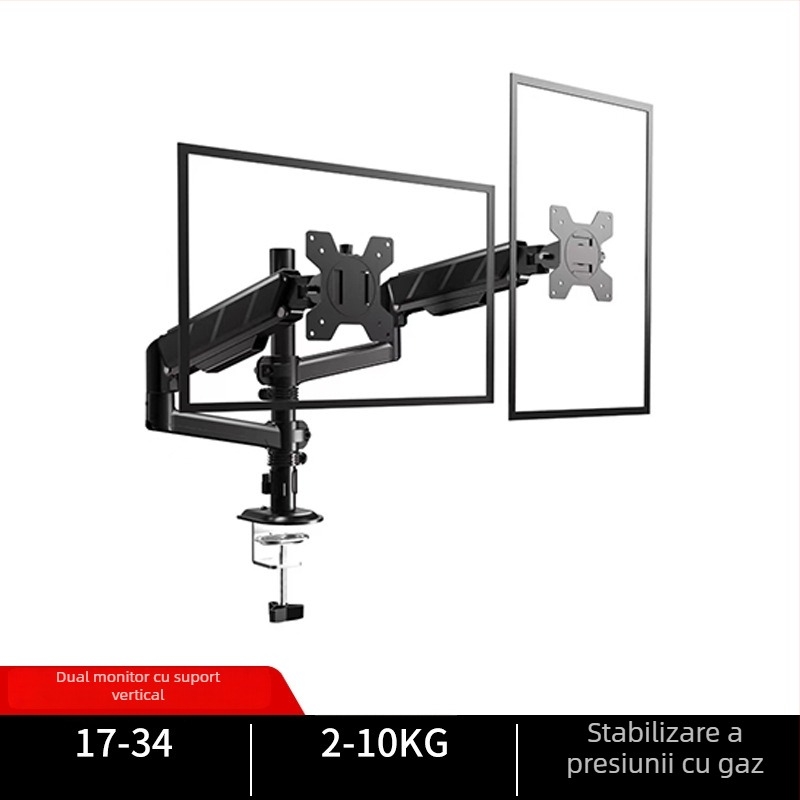 Suport pentru monitor cu braț robotic – potrivire universală, prindere pe masă, reglaj în unghiuri multiple, construcție din aluminiu