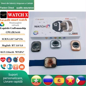 Himacare Smartwatch cu apeluri Bluetooth, monitorizarea ritmului cardiac, monitorizarea somnului, numărător de pași, încărcare wireless