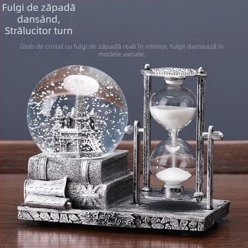 Clepsidră cu bilă de cristal – ornament de birou, rășină, stil clasic