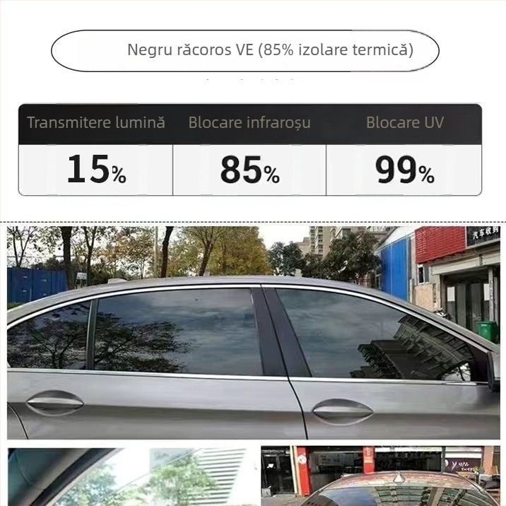 Film auto cu nano-ceramică, acoperire pentru întregul vehicul, transparență 70–80%, protecție UV peste 90%