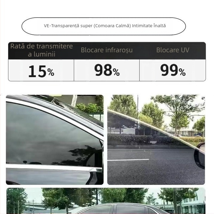 Film auto cu nano-ceramică, acoperire pentru întregul vehicul, transparență 70–80%, protecție UV peste 90%