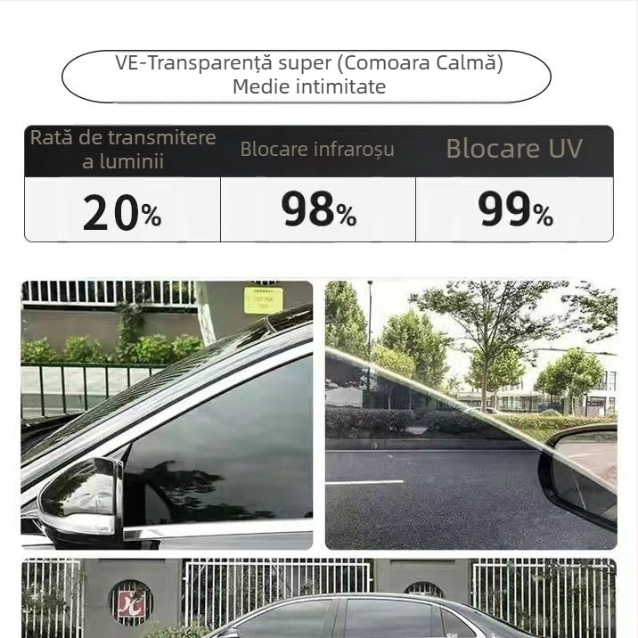 Film auto cu nano-ceramică, acoperire pentru întregul vehicul, transparență 70–80%, protecție UV peste 90%