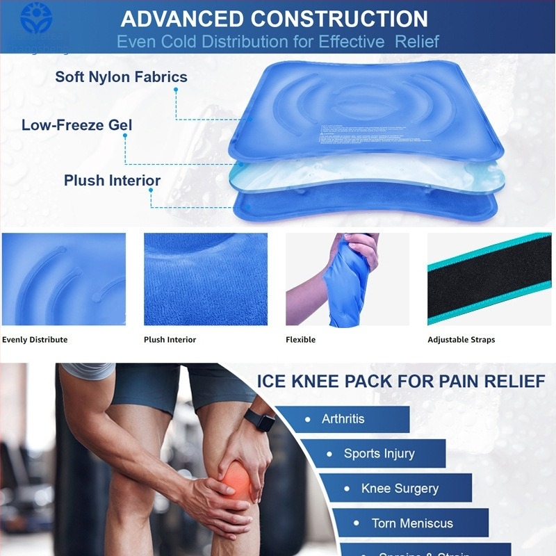 Pad de gel pentru genunchi pentru terapie caldă și rece – mărime universală, umplut cu gel, din nailon, 700 g
