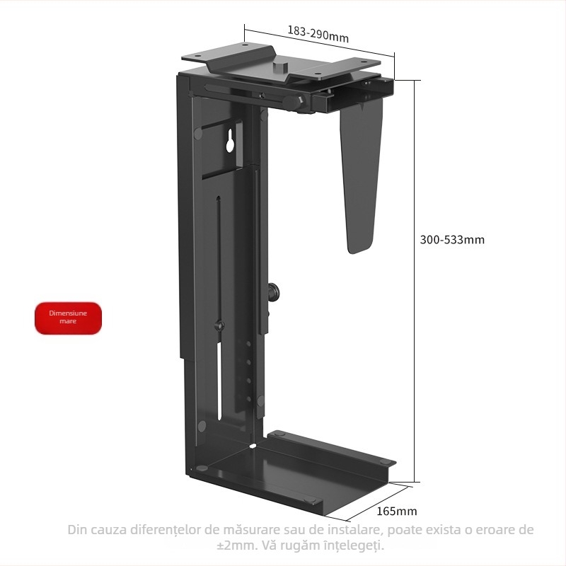 Suport suspendat pentru carcasa calculatorului, montaj lateral cu clips, reglabil, fără găuri, model zjj001