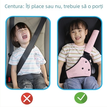 Suport reglabil pentru centura auto a copiilor, cu protecție a gâtului și limitator umeri-burtă - PVC material