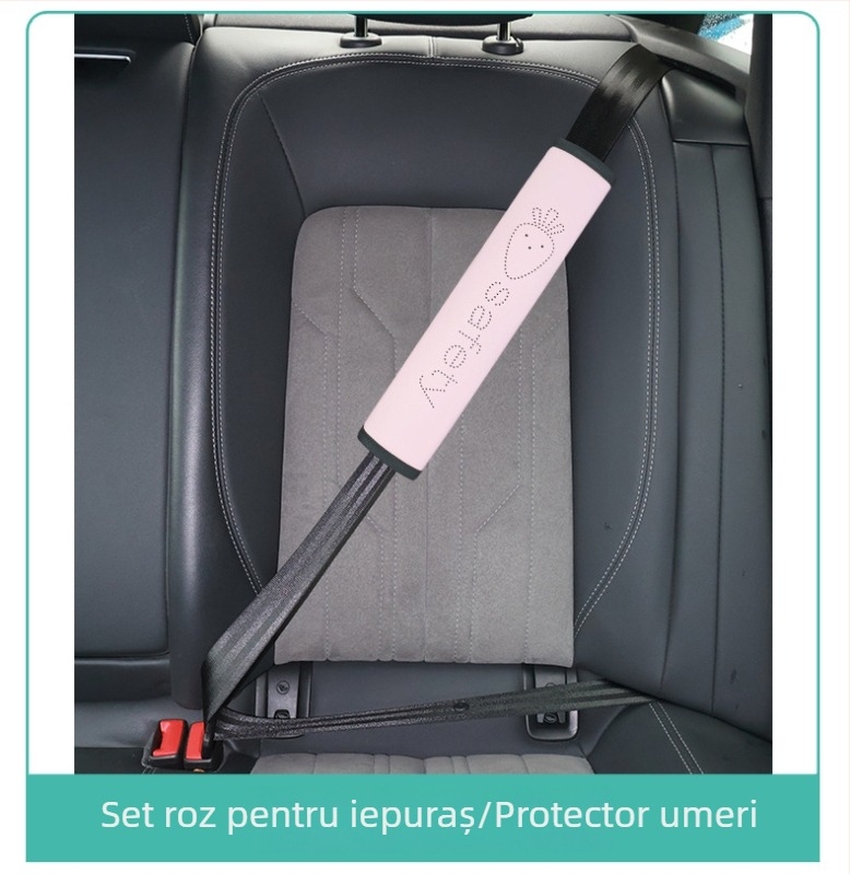 Suport reglabil pentru centura auto a copiilor, cu protecție a gâtului și limitator umeri-burtă - PVC material