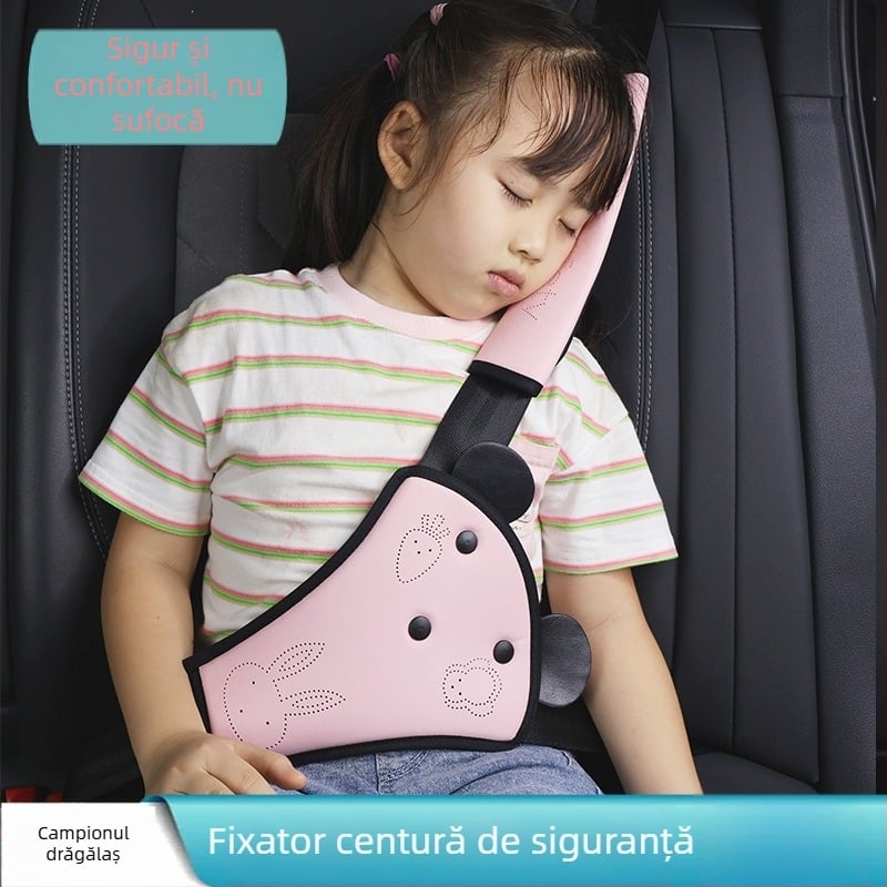 Suport reglabil pentru centura auto a copiilor, cu protecție a gâtului și limitator umeri-burtă - PVC material
