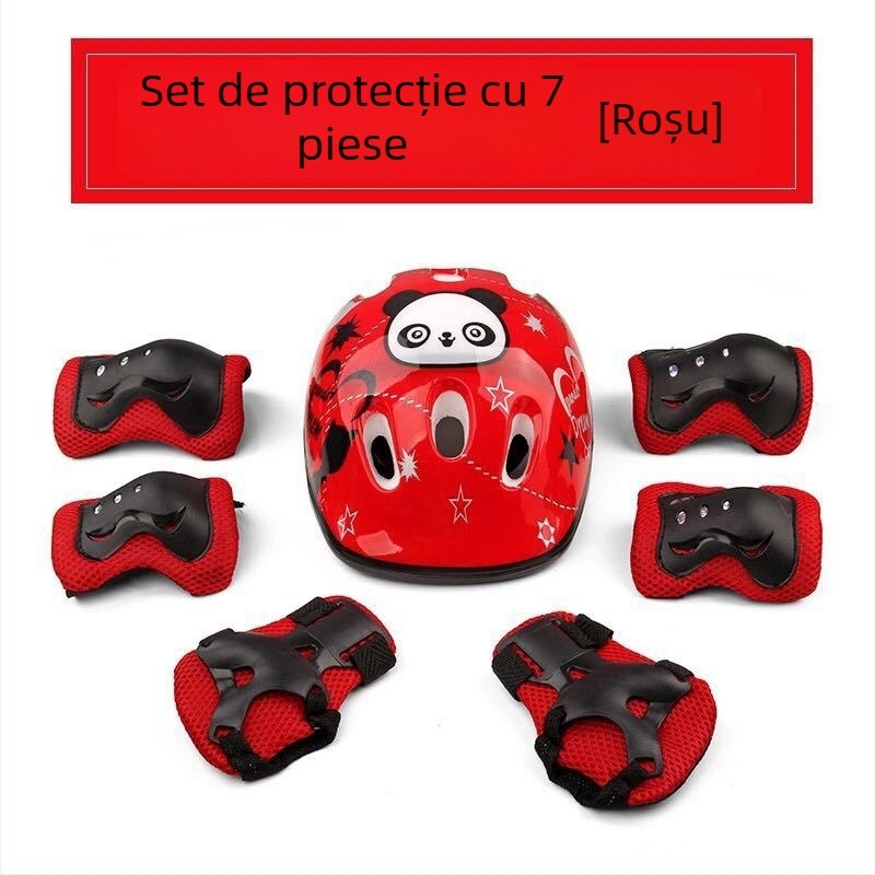 Set de protecție pentru copii pentru role: cască, protecții pentru palme și genunchi, brand OUSHEN; material corp: burete; categorie: protecție sportivă combinată