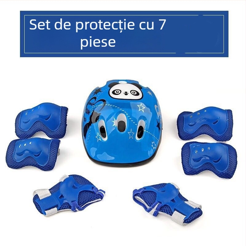 Set de protecție pentru copii pentru role: cască, protecții pentru palme și genunchi, brand OUSHEN; material corp: burete; categorie: protecție sportivă combinată