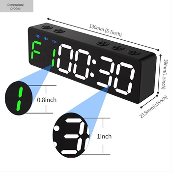 Cronometru sport electronic cu timer de buzunar magnetic și încărcare, carcasă ABS, funcție pauză, nu este impermeabil