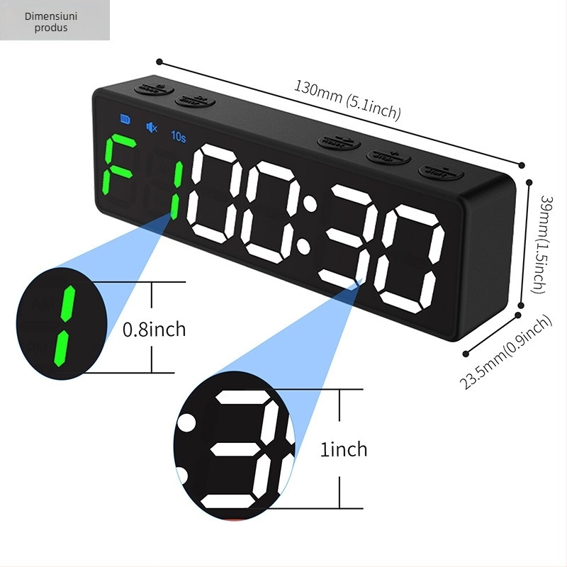 Cronometru sport electronic cu timer de buzunar magnetic și încărcare, carcasă ABS, funcție pauză, nu este impermeabil