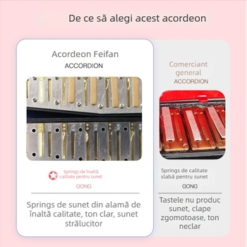 Acordeon pentru copii cu 17 clape și curea (Material: rășină; Brand: feifan; Vârstă: 4–6 ani)