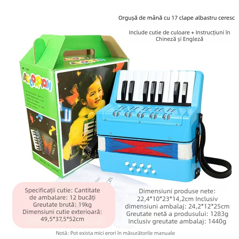 Acordeon pentru copii cu 17 clape și curea (Material: rășină; Brand: feifan; Vârstă: 4–6 ani)