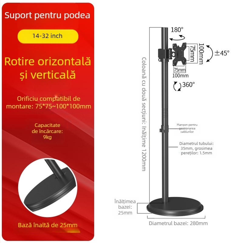 Y280 Suport de podea portabil pentru monitor — Suport universal pentru ecran