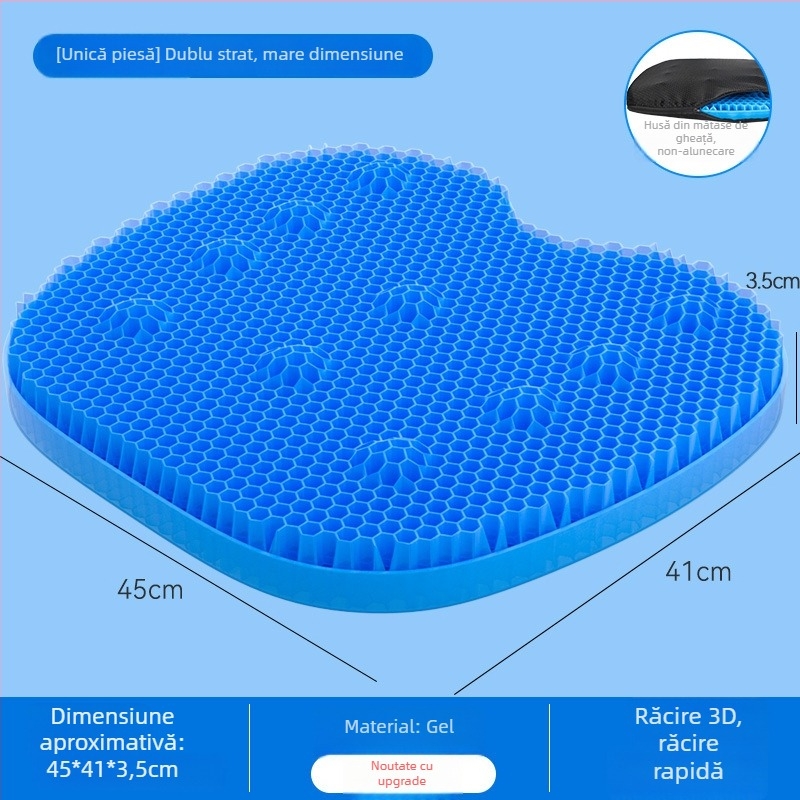 Perne de șezut din gel pentru scaun auto, design fagure honeycomb, monolitice, On the Way, respirabilă și răcoroasă