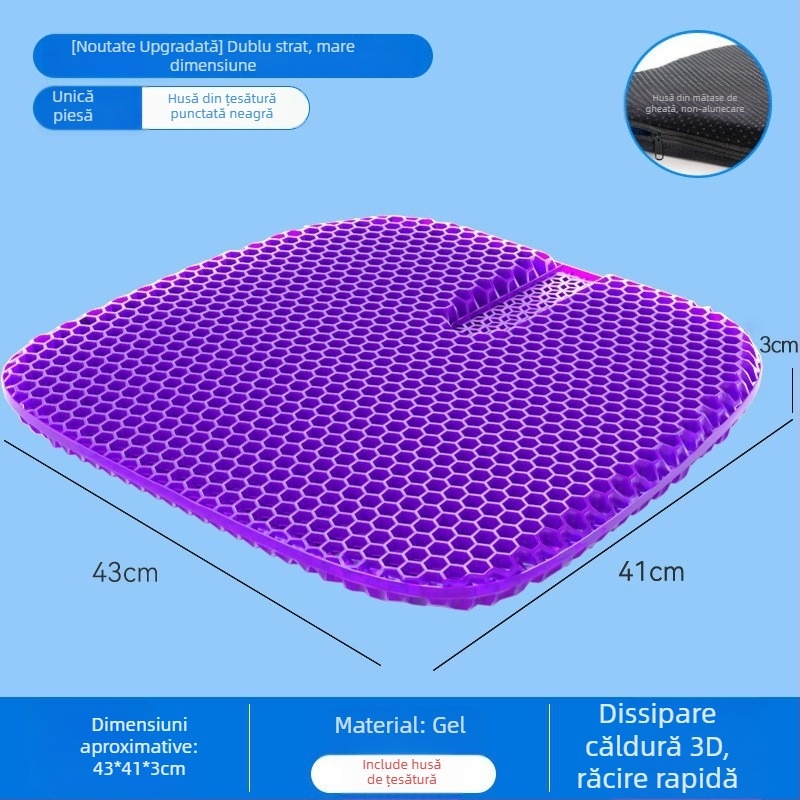 Perne de șezut din gel pentru scaun auto, design fagure honeycomb, monolitice, On the Way, respirabilă și răcoroasă