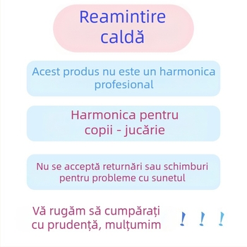 Armonică metalică pentru copii, cromatică, cu 24 de găuri, două rânduri, capac cromat din cupru