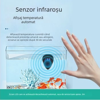 Termometru acvariu, formă de picătură, material ABS, măsoară temperatura apei