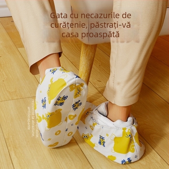 Protecții de pantofi de unică folosință pentru interior, din material nețesut gros, imprimeu cu pisică norocoasă, praf și antiderapante, pentru uz casnic și sala de calculatoare a școlii