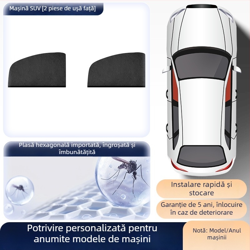 Plasă de țânțari pentru geamul lateral al mașinii – plasă anti-insecte pentru geamuri universale, parasolar, stil minimalist, personalizabil