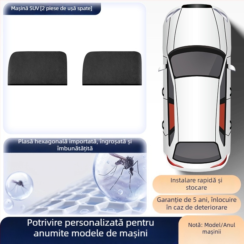 Plasă de țânțari pentru geamul lateral al mașinii – plasă anti-insecte pentru geamuri universale, parasolar, stil minimalist, personalizabil