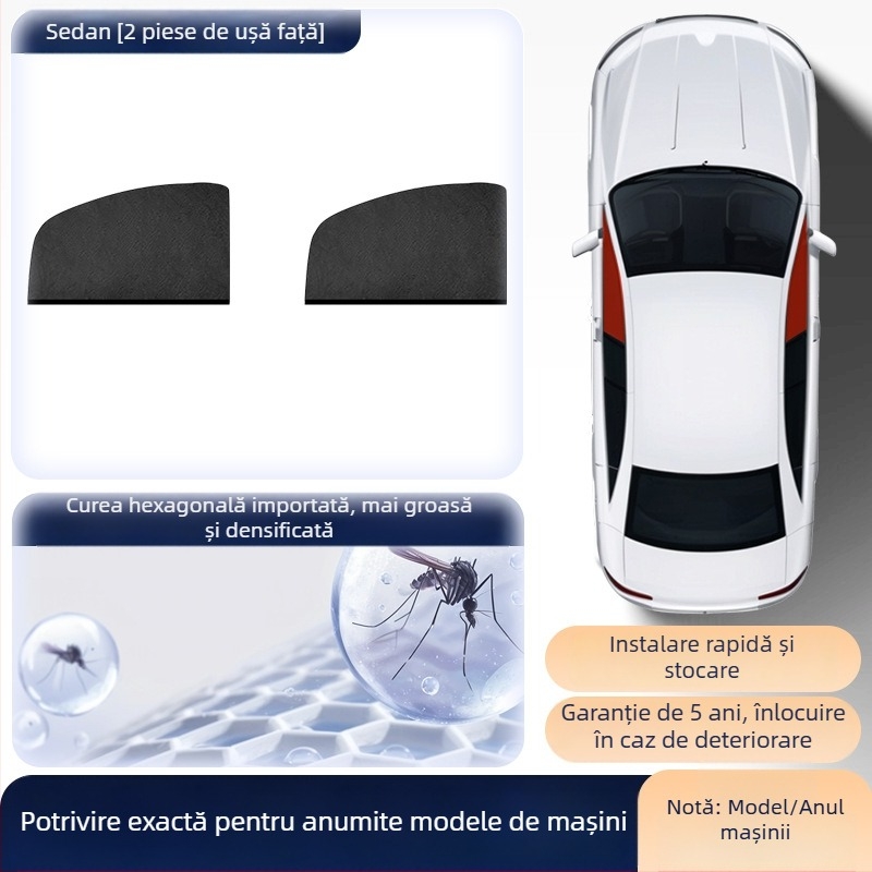 Plasă de țânțari pentru geamul lateral al mașinii – plasă anti-insecte pentru geamuri universale, parasolar, stil minimalist, personalizabil