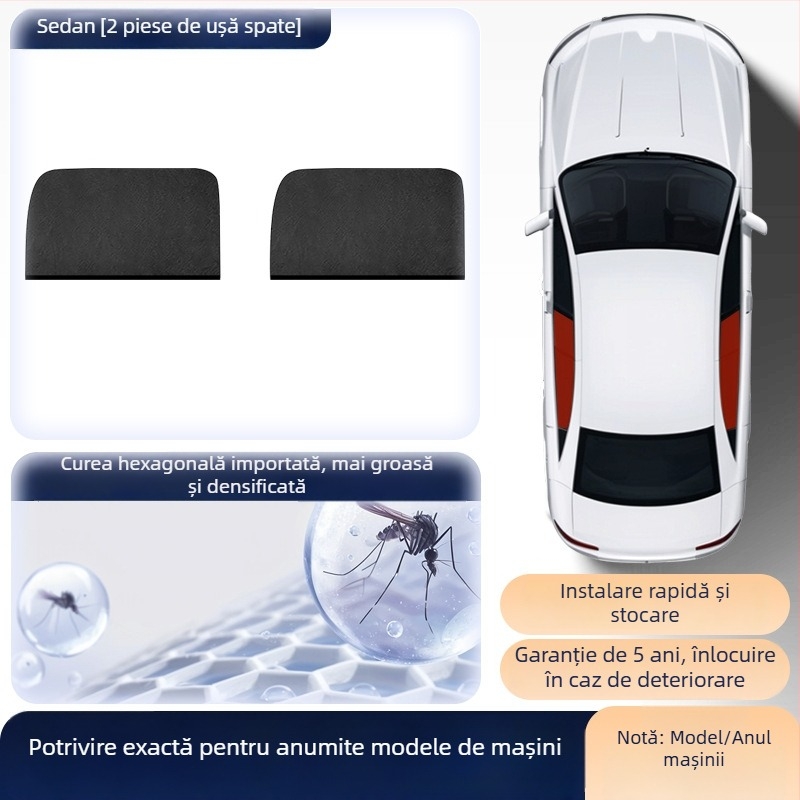 Plasă de țânțari pentru geamul lateral al mașinii – plasă anti-insecte pentru geamuri universale, parasolar, stil minimalist, personalizabil