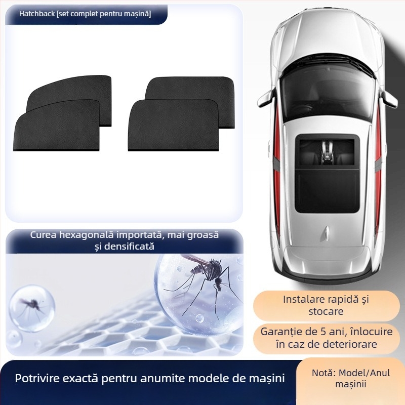 Plasă de țânțari pentru geamul lateral al mașinii – plasă anti-insecte pentru geamuri universale, parasolar, stil minimalist, personalizabil