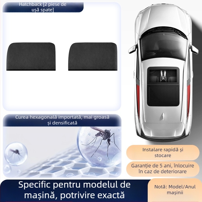 Plasă de țânțari pentru geamul lateral al mașinii – plasă anti-insecte pentru geamuri universale, parasolar, stil minimalist, personalizabil