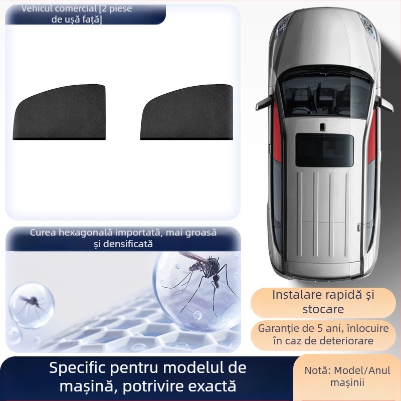 Plasă de țânțari pentru geamul lateral al mașinii – plasă anti-insecte pentru geamuri universale, parasolar, stil minimalist, personalizabil