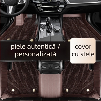 Covorașe auto din piele naturală, cu design de înconjurare mare, destinate exclusiv pentru cinci locuri, personalizabile (Material: Piele naturală; Stil: Mare înconjurare; Forma: Exclusiv pentru cinci locuri; Personalizare: Da)