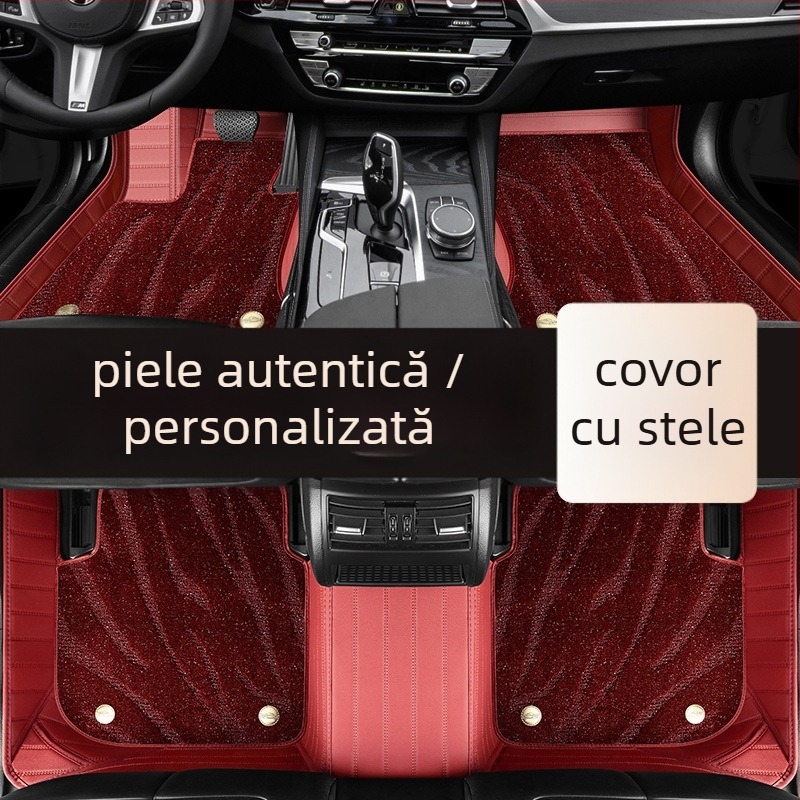 Covorașe auto din piele naturală, cu design de înconjurare mare, destinate exclusiv pentru cinci locuri, personalizabile (Material: Piele naturală; Stil: Mare înconjurare; Forma: Exclusiv pentru cinci locuri; Personalizare: Da)
