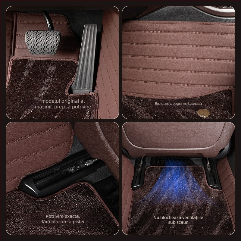 Covorașe auto din piele naturală, cu design de înconjurare mare, destinate exclusiv pentru cinci locuri, personalizabile (Material: Piele naturală; Stil: Mare înconjurare; Forma: Exclusiv pentru cinci locuri; Personalizare: Da)