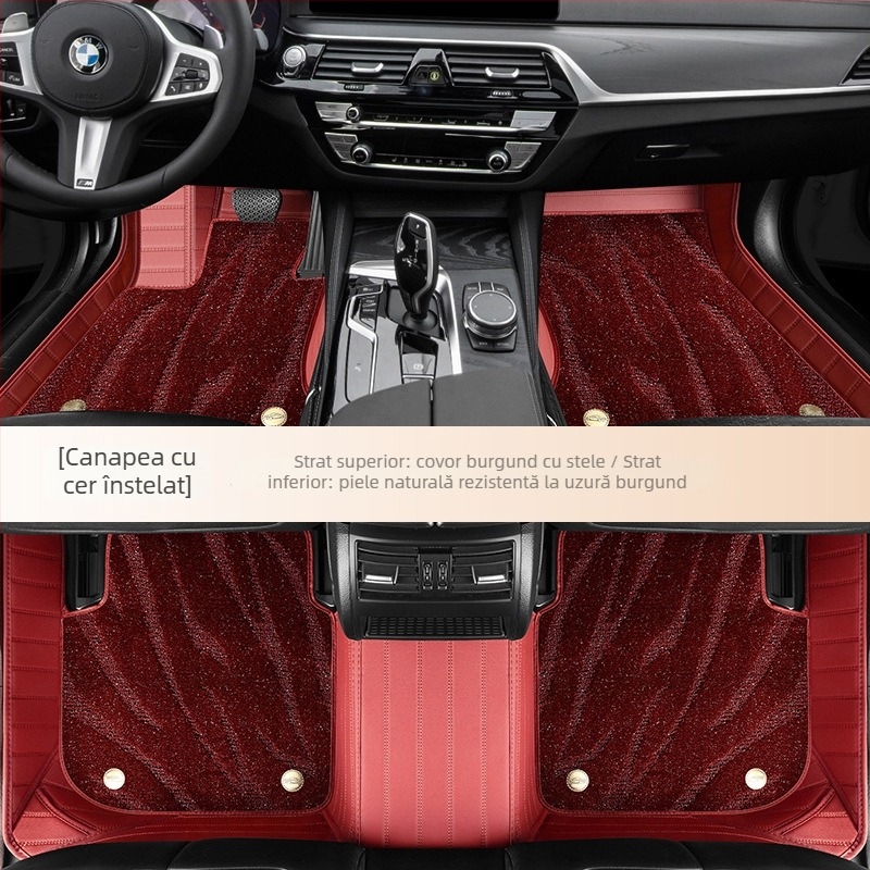 Covorașe auto din piele naturală, cu design de înconjurare mare, destinate exclusiv pentru cinci locuri, personalizabile (Material: Piele naturală; Stil: Mare înconjurare; Forma: Exclusiv pentru cinci locuri; Personalizare: Da)