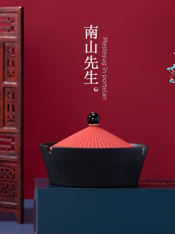 Cenușar ceramic cu capac, decorativ, cu logo imprimat, posibilitate de personalizare, stil palat/clasic