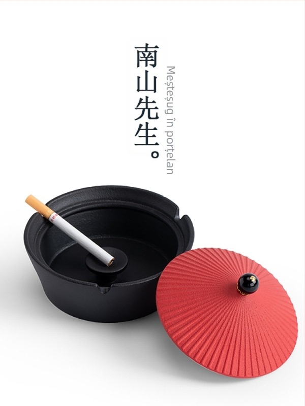 Cenușar ceramic cu capac, decorativ, cu logo imprimat, posibilitate de personalizare, stil palat/clasic